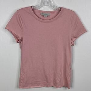AllSaints Soft Pink Raw Hem Short Sleeve T-Shirt Women's Size Small Cotton